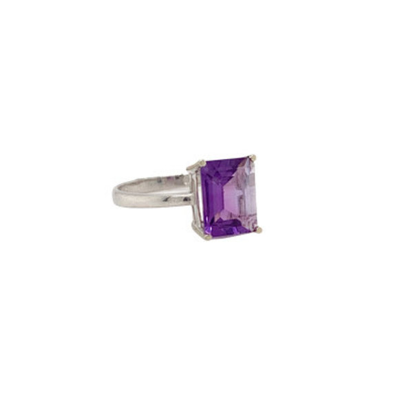 14KW 3ct Amethyst Solitaire R Sz6.5
