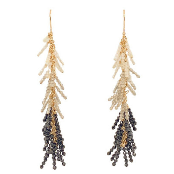 Gold Filled Mixed Stone Feather Earrings