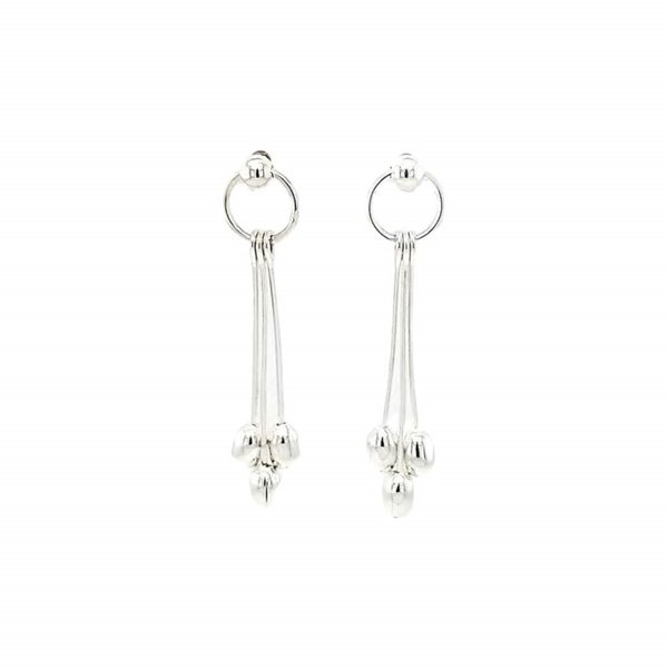 Sterling Silver Charleston Rice Bead Post Top Dangle Earrings