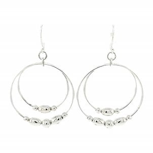 SS Charleston Rice Bead Double Circle Earrings