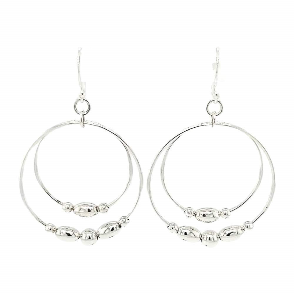 SS Charleston Rice Bead Double Circle Earrings - Gold Creations