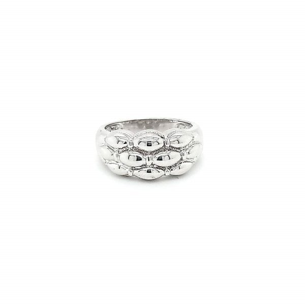 Sterling Silver Triple Row Rice Bead Ring