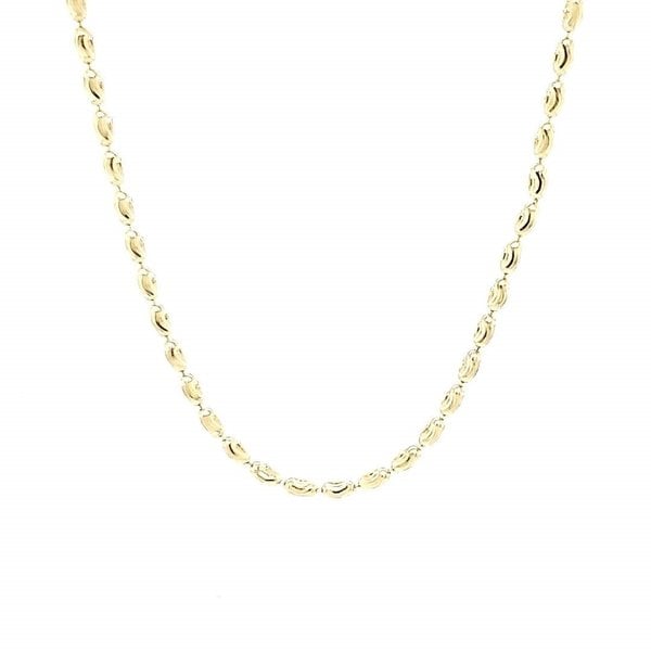 14K Yellow Gold Diamond Cut Rice Bead Necklace