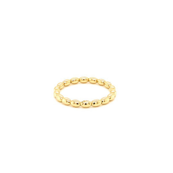 14K Yellow Gold GC Charleston Rice Bead Stackable Ring