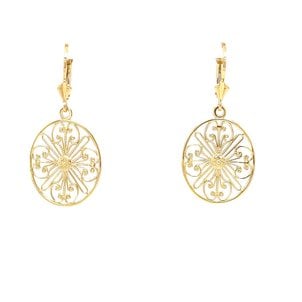 14K Yellow Gold Rainbow Row Gate Earrings