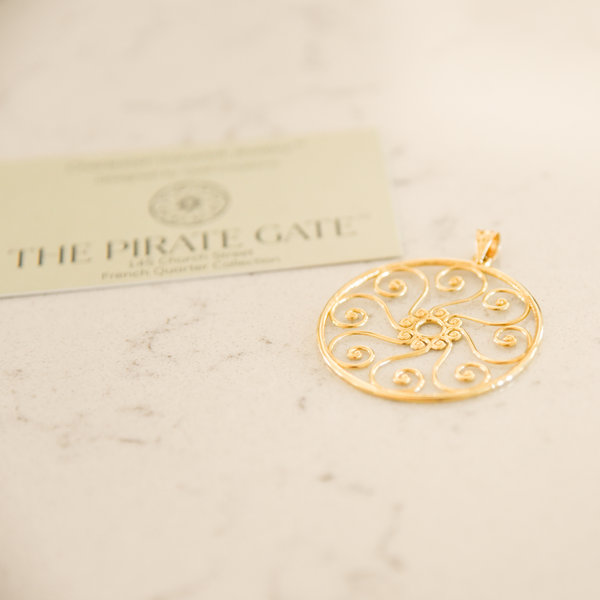 14K Yellow Gold Pirate Gate Pendant