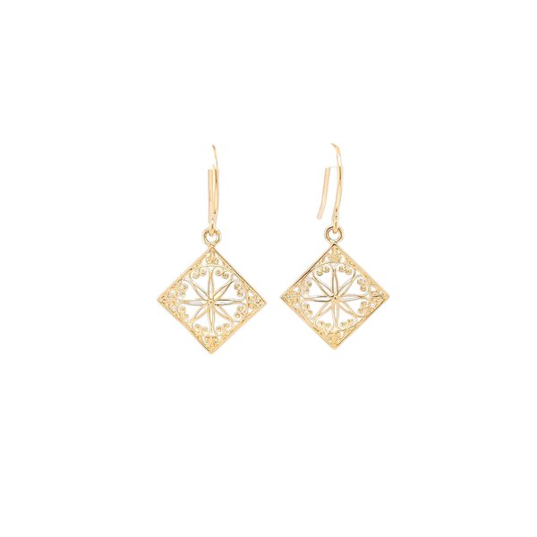 14K Yellow Gold Old Exchange Gate Earrings