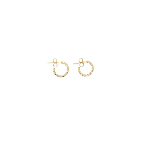 14K Yellow Gold GC Charleston Rice Bead Hoop Earrings