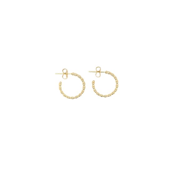 14K Yellow Gold GC Charleston Rice Bead Hoop Earrings