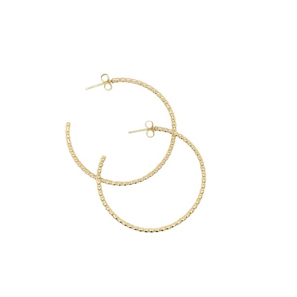 14K Yellow Gold Gold Creations Charleston Rice Bead Hoop Earrings