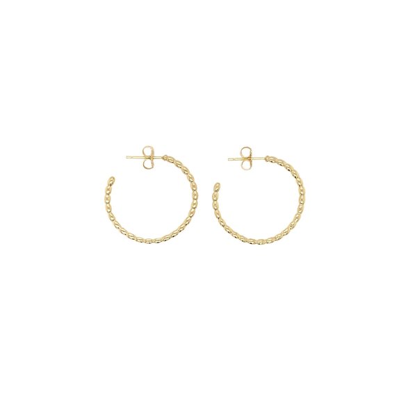 14K Yellow Gold Gold Creations Charleston Rice Bead Hoop Earrings