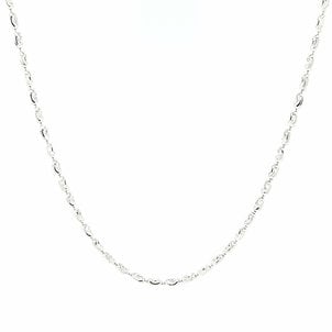 14K White Gold Rice Bead Necklace