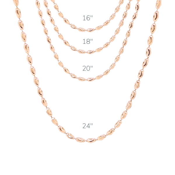 14K Rose Gold Diamond Cut Charleston Rice Bead Necklace