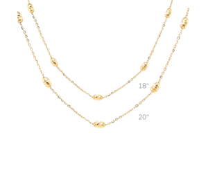 SS Charleston Diamond Cut Station Rice Bead Necklace - Gold Creations