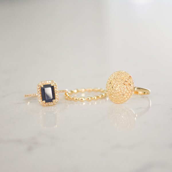 14K Yellow Gold Gold Creations Charleston Rice Bead Stackable Ring