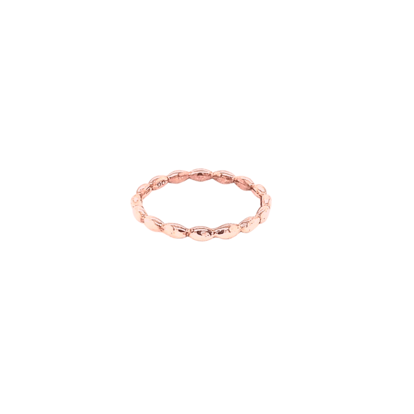 14K Rose Gold GC Rice Bead Stackable Ring