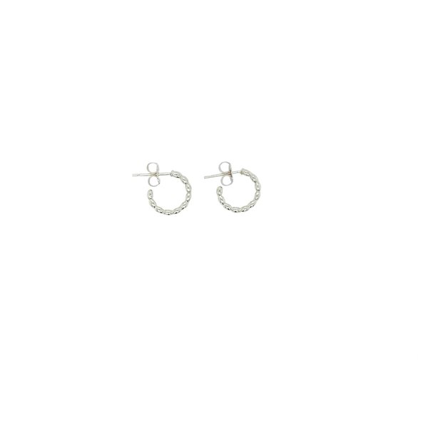 Sterling Silver Golf Creations Charleston Rice Bead Hoop Earrings