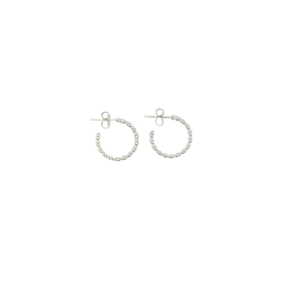 Sterling Silver Golf Creations Charleston Rice Bead Hoop Earrings