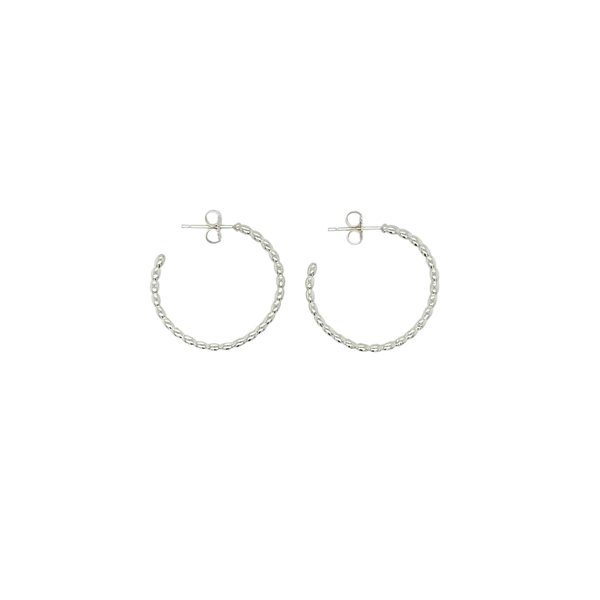 Sterling Silver Golf Creations Charleston Rice Bead Hoop Earrings