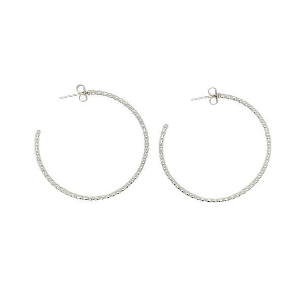 Sterling Silver GC Charleston Rice Bead Hoop Earrings