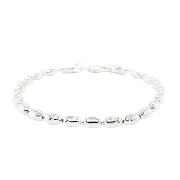 Sterling Silver Jumbo Charleston Rice Bead Bracelet