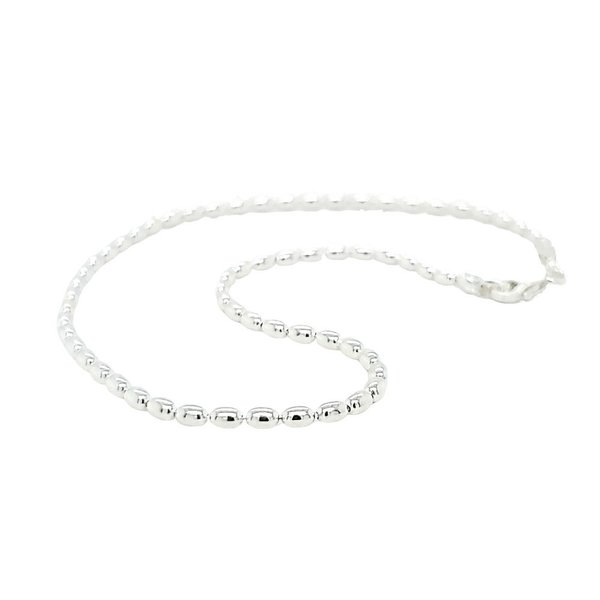 Sterling Silver Tiny Charleston Rice Bead Anklet