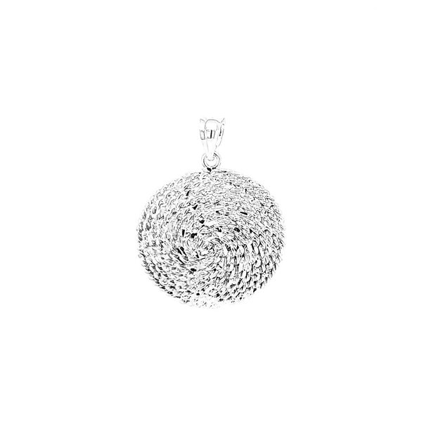 Sterling Silver Round Diamond Cut Sweetgrass Pendant