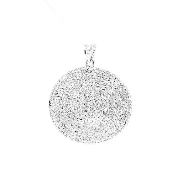 Sterling Silver Round Diamond Cut Sweetgrass Pendant