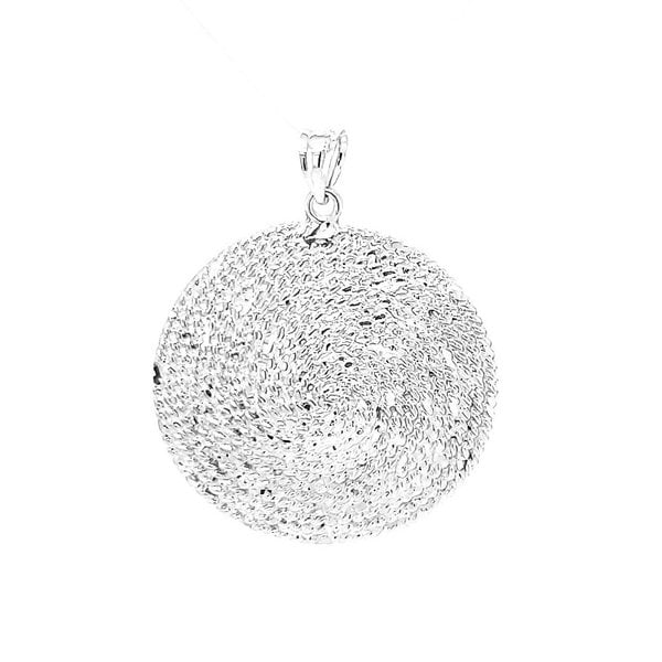 Sterling Silver Round Diamond Cut Sweetgrass Pendant