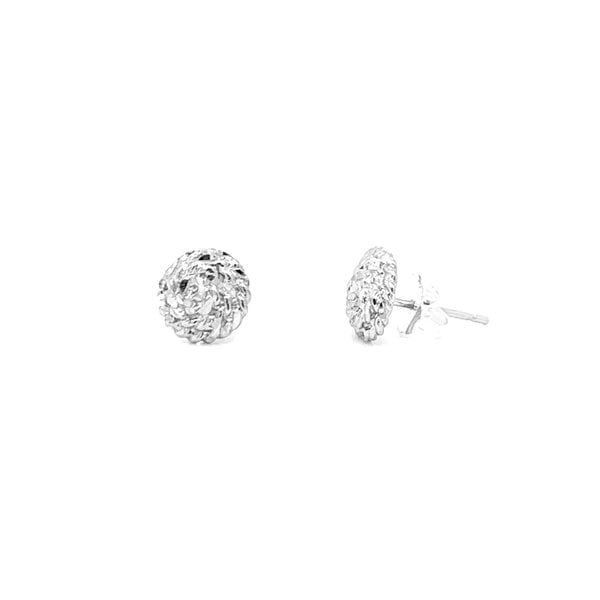 Sterling Silver Round Diamond Cut Sweetgrass Post Earrings