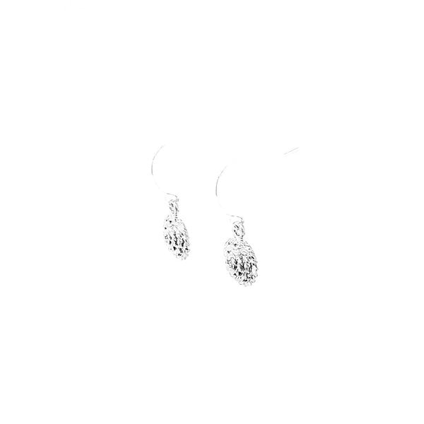 Sterling Silver Round Diamond Cut Sweetgrass Dangle Earrings
