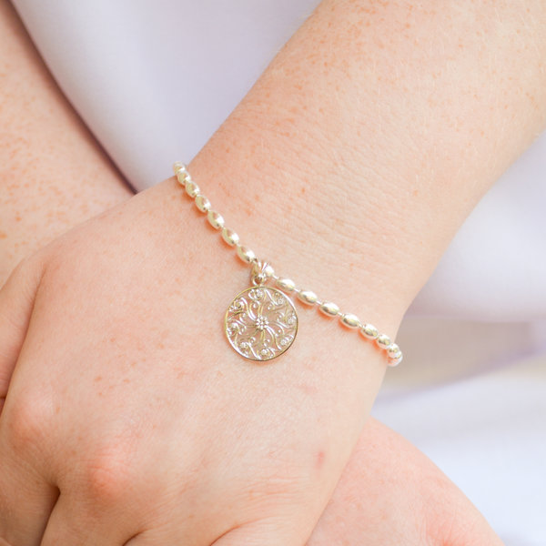 Sterling Silver Medium Charleston Rice Bead Bracelet