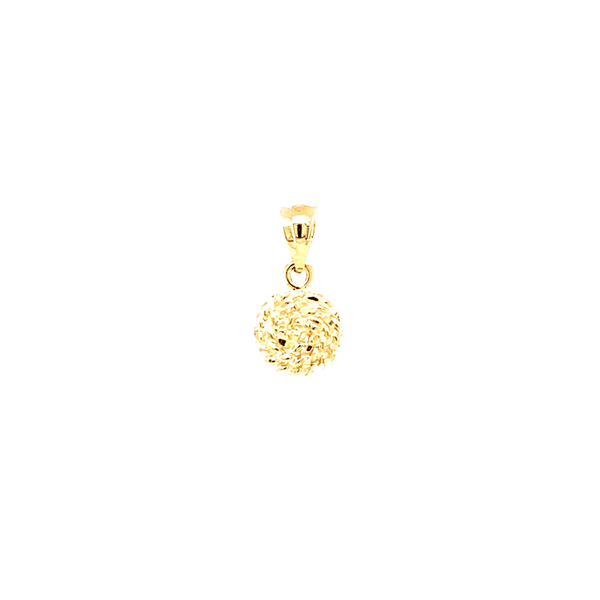 14K Yellow Gold Round Diamond Cut Sweetgrass Pendant