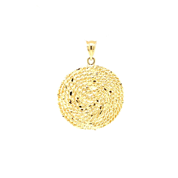 14K Yellow Gold Round Diamond Cut Sweetgrass Pendant