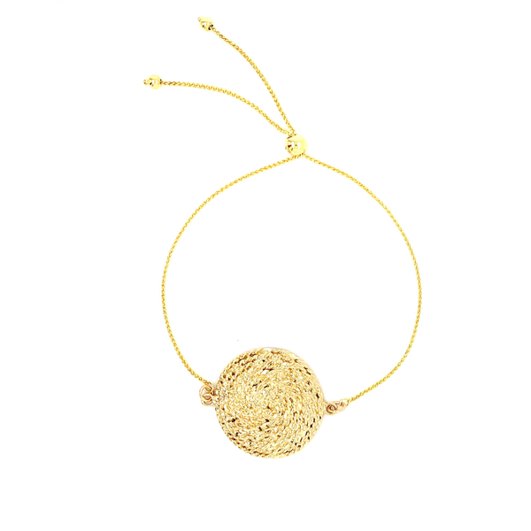 14K Yellow Gold Diamond Cut Sweetgrass Lariat Bracelet