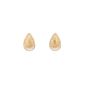 14K Yellow Gold GC Palmetto Leaf Post Earring