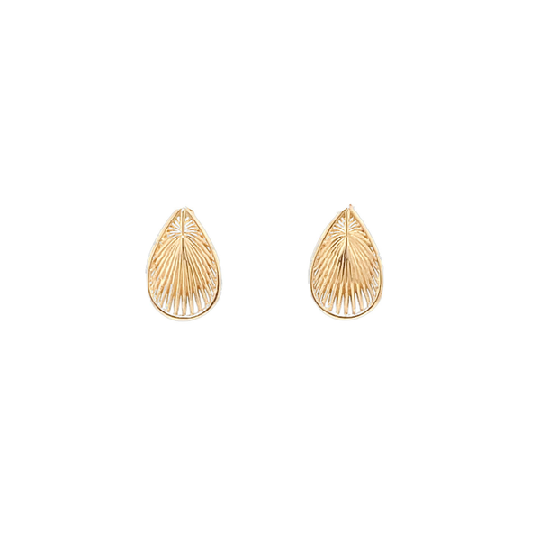14K Yellow Gold GC Palmetto Leaf Post Earring