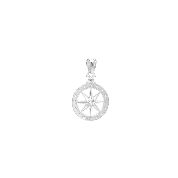 Sterling Silver Diamond Cut Compass Rose Pendant