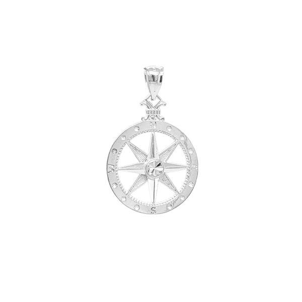 Sterling Silver Diamond Cut Compass Rose Pendant