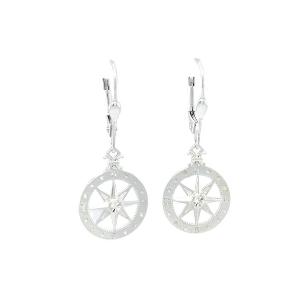 Sterling Silver Small Compass Rose Earrings