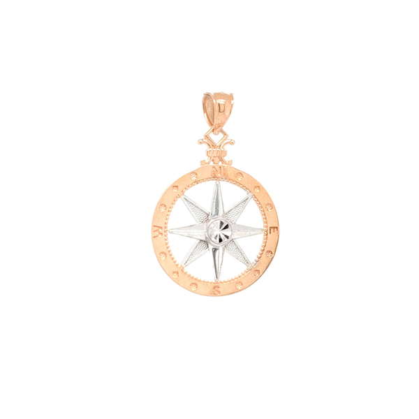 Sterling Silver 25mm Compass Pendant With Cubic Zirconia in White | Pascoes