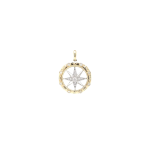 14KYW Small .04ct Diamond Compass Pendant