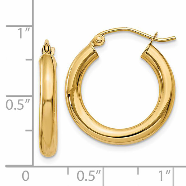 14K Yellow Gold 3mm Polished Hoops