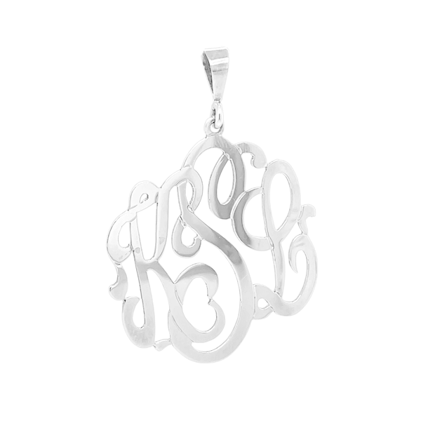 Sterling Silver Cut Out Monogram Script Pendant