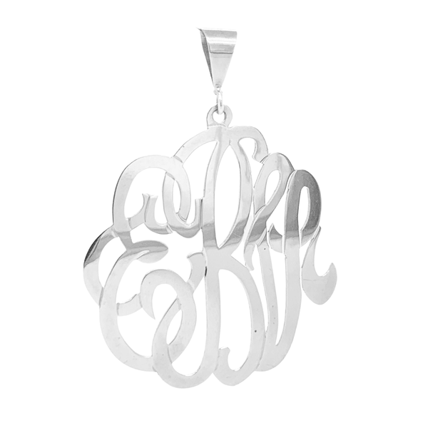 Sterling Silver Vertical Cutout Monogram Necklace