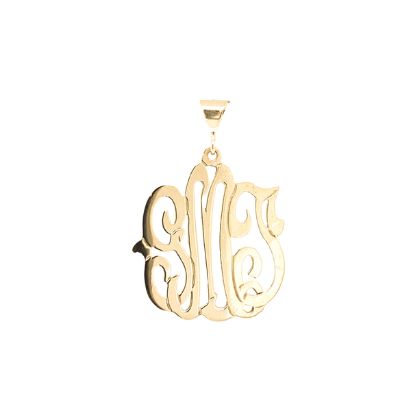 14K Yellow Gold Cut Out Monogram Script Pendant