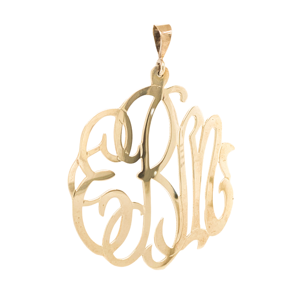 14K Yellow Gold Cut Out Monogram Script Pendant