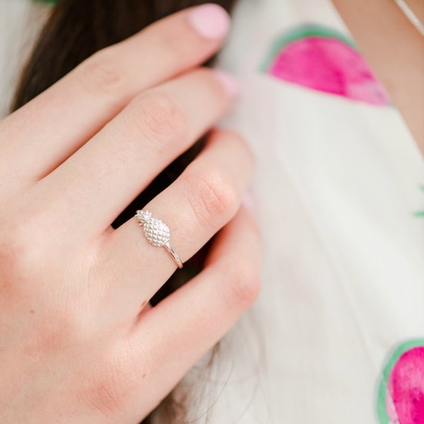Sterling Silver Sideways Pineapple Ring