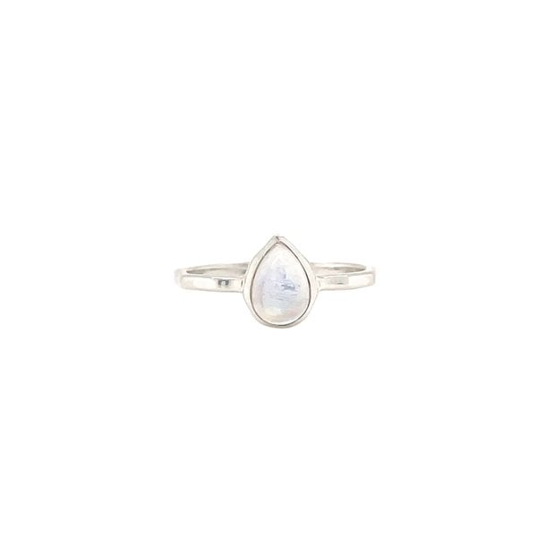 Sterling Silver Hammered Pear Shaped Moonstone Ring