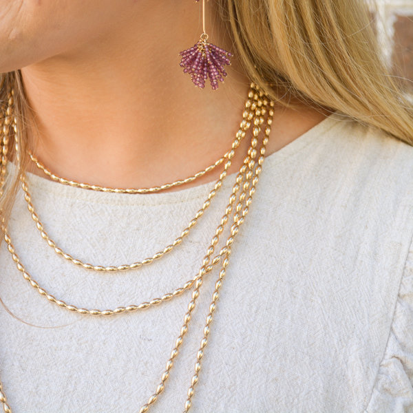 Yellow Gold Filled Charleston Rice Bead Necklace